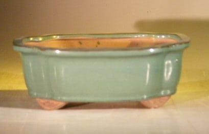 Blue Ceramic Bonsai Pot - Rectangle 8 x 6.5 x 3