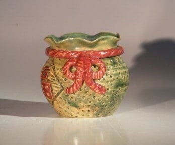 Green Glazed Ceramic Holiday Pot - Round 3.5x3.5