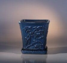 Blue Ceramic Bonsai Pot - Cascade Attached Matching Tray 7.5 x 7.5