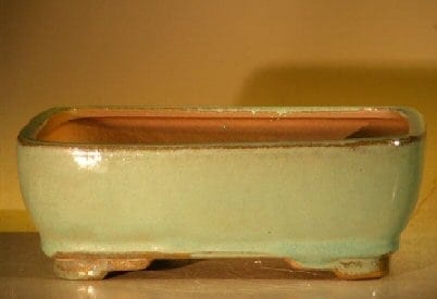 Green Ceramic Bonsai Pot #2 - Rectangle 7.0 x 5.5 x 2.4