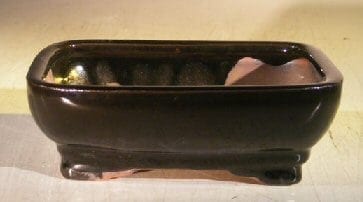 Black Ceramic Bonsai Pot - Rectangle 7.5. x 5.75 x 2.5