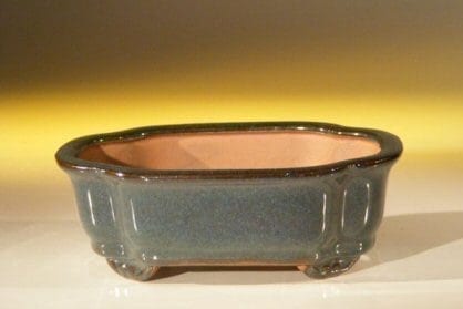 Dark Green Ceramic Bonsai Pot #2 - Rectangle 6.125 x 5.0 x 2.125