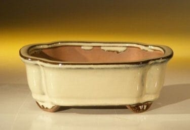 Beige Ceramic Bonsai Pot #2 - Rectangle 6.125 x 5.0 x 2.125