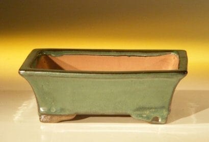 Forest Green Ceramic Bonsai Pot #2 - Rectangle 6.125 x 5.0 x 2.125