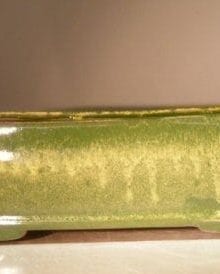 Green Drip Ceramic Bonsai Pot - Rectangle 10 x 8 x 3 Tall