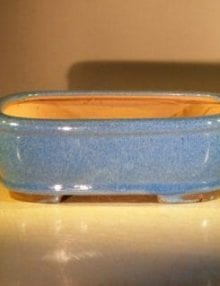 Blue Ceramic Bonsai Pot - Rectangle 8 x 6 x 2.75