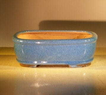 Blue Ceramic Bonsai Pot - Rectangle 8 x 6 x 2.75