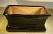 Black Ceramic Bonsai Pot With Attached Humidity/Drip tray - Professional Series Rectangle 10.75 x 8.5 x 4.125