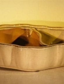 Beige Ceramic Bonsai Pot - Oval Land/Water with Scalloped Edges 12 x 9.5 x 3