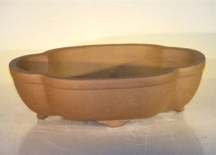Ceramic Bonsai Pot - Oval Unglazed 12x9.625x3.5