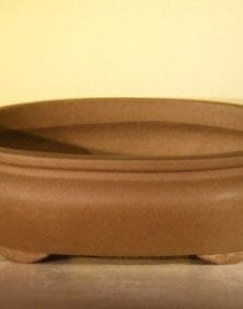 Tan Unglazed Ceramic Bonsai Pot #1 - Oval 10 x 7.875 x 3.125