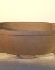 Tan Unglazed Ceramic Bonsai Pot #2 - Oval 10 x 7.875 x 3.125