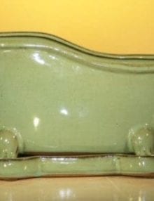 Blue/Green Ceramic Bonsai Pot With Matching Tray Bathtub Shape 10.875 x 4.875 x 5.25