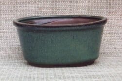 Green Ceramic Bonsai Pot - Oval 6.25 x 4.75 x 3