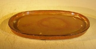 Aztec Orange Ceramic Humidity/Drip Bonsai Tray - Oval 9.25 x 7.0 x 1.0 OD / 9.0 x 6.5 x 0.5 ID