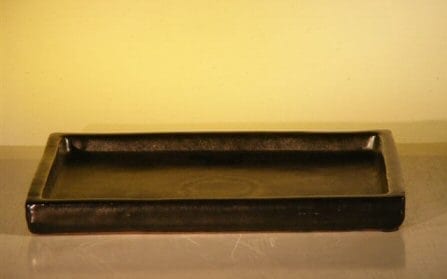 Black Ceramic Humidity/Drip Bonsai Tray - Rectangle 10.75 x 8 x 1 OD 10.25 x 7.5 x 1 ID