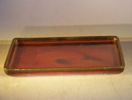 Parisian Red Ceramic Humidity/Drip Bonsai Tray - Rectangle 10 x 7.5 x 1.0 OD 9.25 x 7 x .5 ID