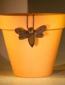 Cast Iron Hanging Garden Pot Decoration - Bumble Bee 3.75 Wide x 2.5 High
