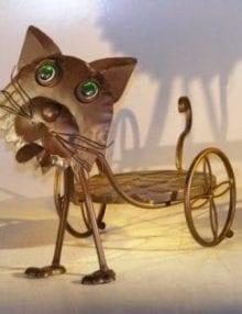 Metal Cat Garden Pot Holder with Moving Head and Tail 18.0 x 8.5 x 14.0