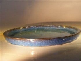Blue Ceramic Humidity/Drip Bonsai Tray - Round  12.0 x 1.5 OD / 11.0 X 1.0 ID