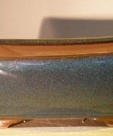 Blue/Green Ceramic Bonsai Pot - Rectangle Professional Series 10 x 8 x 4