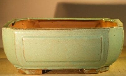 Light Blue/ Green Ceramic Bonsai Pot - Rectangle Professional Series 10 x 8 x 4