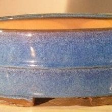 Blue Ceramic Bonsai Pot - Oval Professional Series 10 x 8 x 4