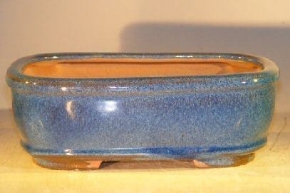 Light Blue Ceramic Bonsai Pot - Rectangle 8 x 6 x 2.5