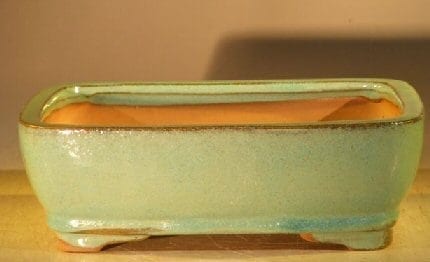Creamy Blue/Green Ceramic Bonsai Pot - Rectangle 8 x 6 x 2.5