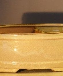 Beige Ceramic Bonsai Pot Land/Water Divider 10 x 8 x 3.75