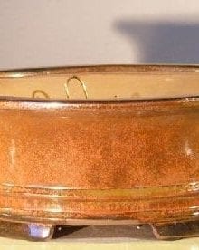Aztec Orange Ceramic Bonsai Pot - Oval Professional Series 10 x 8 x 4