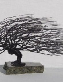 Wire Bonsai Tree Sculpture For Sale - Windswept Style