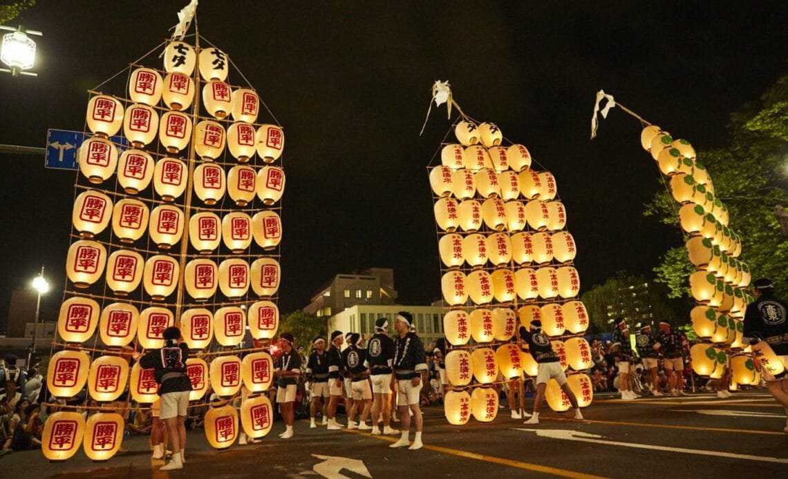 Kanto Matsuri Pole Lantern Competition Akita Metropolis Japan